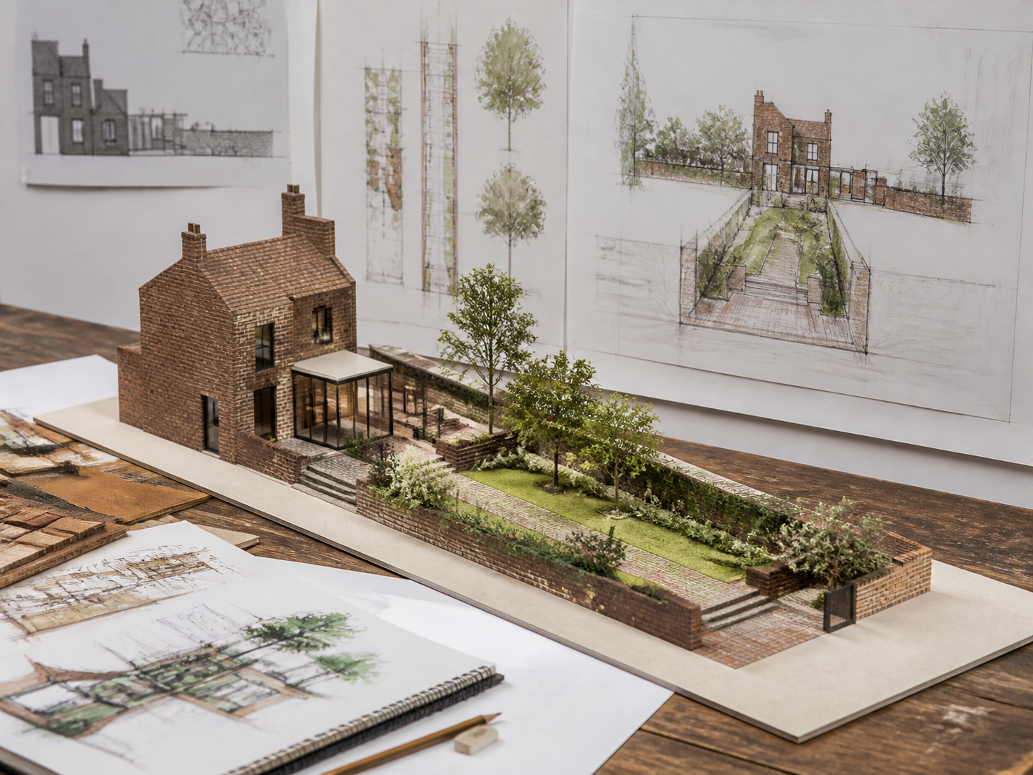 Maquette d'une extension orientée vers le jardin
